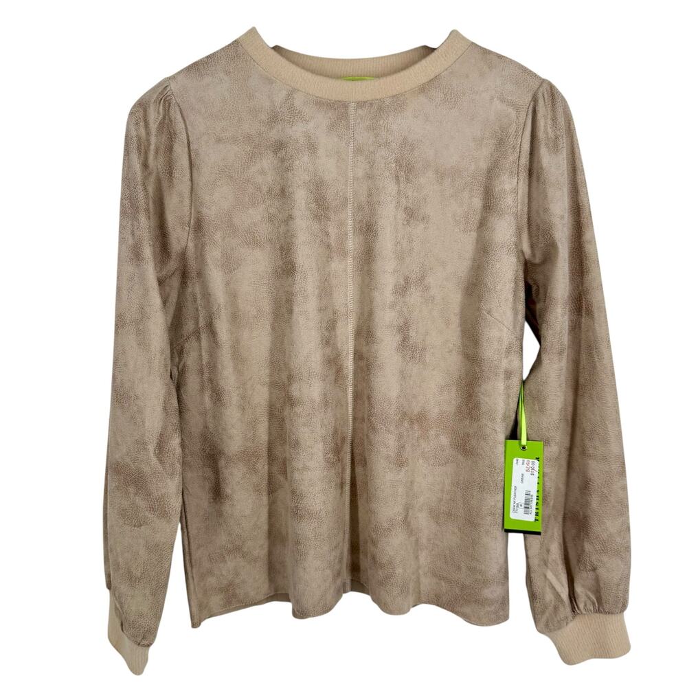 NEW NWT Trisha Tyler Medium Wearable Art Faux Suede Blouse Shirt Top Artsy